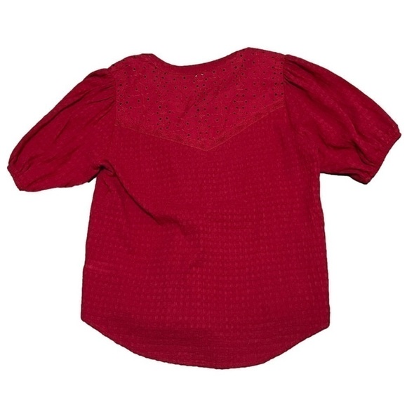 Knox Rose Button Up Eyelet Red Top Women’s Size M - Picture 2 of 11